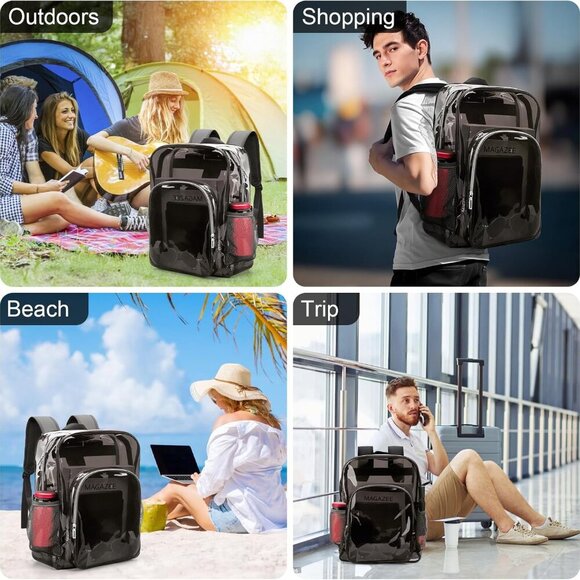 Clear Backpack School Bag Stadium Approved Heavy Duty Large PVC Laptop Transpare - Picture 6 of 6